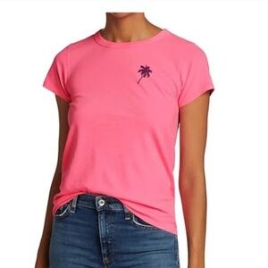 NWT Rag & Bone Two Tone Palm Tree Tee Bright Pink Size Small (S) Shirt Top